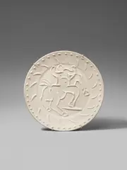 Centaure by Pablo Picasso, 1956, Round ceramic plate. White clay, with three-dimensional decor; ceramic, Madoura edition, sold Dec 2017