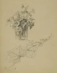 Johann Wilhelm Preyer, Study with a Vase of Flowers and Vines