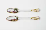 A rare pair of Meissen porcelain spoons with merchant navy scenes by Meissen Royal Porcelain Manufactory, sold Nov 2017