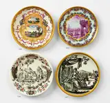 Carl Ferdinand von Wolfsburg, A rare Du Paquier porcelain saucer with a banquet scene