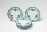 Seven small Meissen porcelain "Flügelmuster" plates by Meissen Royal Porcelain Manufactory, sold Nov 2017