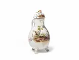 Porcelain Manufactory Frankenthal, A large Frankenthal porcelain coffee pot with a boar hunt