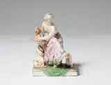 A small Ludwigsburg porcelain figure of a lady drinking coffee by Ludwigsburg, sold Nov 2017