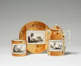 A Vienna porcelain mocca pot, cup, and saucer by Imperial Manufactory directed by Konrad von Sorgenthal Vienna, sold Nov 2017
