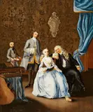 Pietro Longhi, A reverse glass painting "The Singing Lesson"