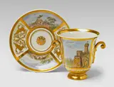 A Ludwigsburg porcelain cup with a view of the Emichsburg by Ludwigsburg, sold May 2017