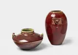Two small feldspar glazed stoneware vases by Steinzeugfabrik und Kunsttöpferei Reinhold Hanke, sold May 2017