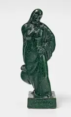 Hans Wewerka, A green and blue glazed stoneware figure "Wasserträgerin"
