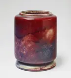 A cylindrical copper-red feldspar glazed stoneware vase by Steinzeugfabrik und Kunsttöpferei Reinhold Hanke, sold May 2017