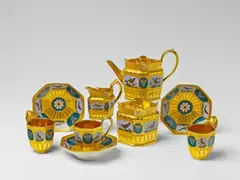 Königliche Porzellanmanufaktur Berlin Kpm, A Berlin KPM porcelain tea service with faux micro-mosaic decor
