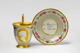 Leonhard Posch, A Berlin KPM porcelain cup and saucer with a portrait of Queen Louise