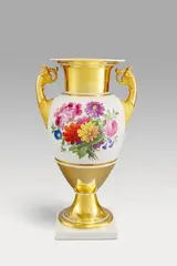 Königliche Porzellanmanufaktur Berlin Kpm, A pair of Berlin KPM porcelain vases with floral decor