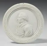 Johann Karl Friedrich Riese, A Berlin KPM biscuit porcelain medallion with a portrait of Johann Georg Grieninger