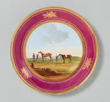 Porcelain manufactory Gardner, A Russian porcelain plate with a horseman motif