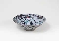Untilted by A. R. Penck, 1991, Faience with grand feu decoration. Ø, offered Jun 2016