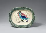 Oiseau polychrome by Pablo Picasso, 1947, Ceramic dish. White clay with coloured engobe painting and relief decor, glazed; ceramic, Madoura edition, sold Jun 2016