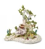 Friedrich Elias I Meyer, A rare Meissen porcelain figure of a shepherdess with a lute