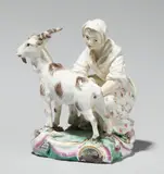 Porcelain Manufactory Frankenthal, A Frankenthal porcelain figure of a lady milking a goat