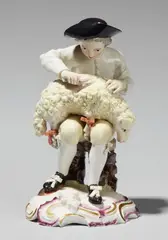 Johann Wilhelm Lanz, A Frankenthal porcelain model of a sheep shearer