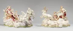 Meissen Royal Porcelain Manufactory, Two Meissen porcelain groups representing the triumph of Luna and the triumph of Phoebus Apollo