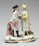 Porcelain Manufactory Frankenthal, A pair of Frankenthal porcelain figures as an allegory of winter