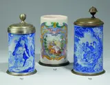 Fayencemanufaktur Nürnberg, A pewter-mounted blue and white Nuremberg faience tankard