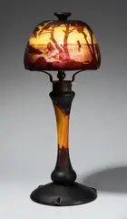 Daum Frères Nancy, A Daum Frères 'paysage lacustre' etched overlay glass table lamp