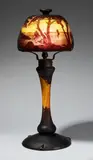 Daum Frères Nancy, A Daum Frères 'paysage lacustre' etched overlay glass table lamp