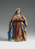 Bartholomäus Steinle, A carved limewood figure of the kneeling Virgin from a coronation scene, attributed to Bartholomäus Steinle.