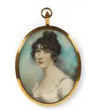 Andrew Plimer, An English portrait miniature of a young lady in a white dress.