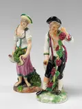 Ludwigsburg, A pair of Ludwigsburg porcelain figures of wine growers.