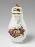 Kurmainzische Manufaktur Höchst, A Höchst porcelain coffee pot with a fruit still life