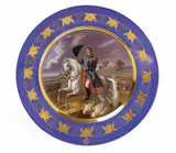 Gotthelf Rudolf Asel, A rare dish with a portrait of Charles XIV John of Sweden on horseback.