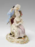 Meissen Royal Porcelain Manufactory, A Meissen porcelain group with an inquisitive gentleman.