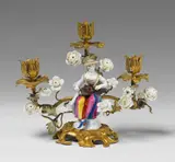 Meissen Royal Porcelain Manufactory, A French Louis XV period ormolu candelabrum.