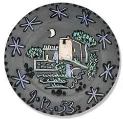 Pablo Picasso, Paysage (A.R. 208) 1953 white earthenware ceramic plate, ed. 144/200 Diameter 42cm, 1953, white earthenware ceramic plate, ed. 144/200; ceramic, Madoura edition