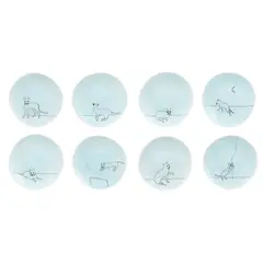 Noel McKenna, Fe-Line 2010 glazed ceramic dinner plates (8), ed. 11/20 all held within the original presentation timber b, 2010, glazed ceramic dinner plates (8), ed. 11/20