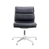 'SOFT PAD' SIDE CHAIR FOR HERMAN MILLER by Charles and Ray Eames, Black padded leather over an aluminium and metal frame on five point base, sold Jul 2025