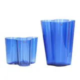 TWO 'AALTO' VASES FOR IITTALA by Alvar Aalto, Organic forms in ultramarine glass, sold Jul 2025