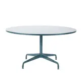 Charles and Ray Eames, SEGMENTED BASE TABLE, Teal laminate tabletop on matching lacquered metal base