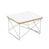 'LTR' SIDE TABLE FOR HERMAN MILLER by Charles and Ray Eames, Low table with white laminated birch ply top on zinc plated steel wire frame. Manufacturer plaque to base, sold Nov 2024