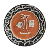 Visage en Gros Relief 1959 earthenware plate, ed. 83/100 Diameter 42cm by Pablo Picasso, 1959, earthenware plate, ed. 83/100; ceramic, Madoura edition, sold Dec 2024
