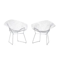 Harry Bertoia, PAIR OF 'DIAMOND' CHAIRS FOR KNOLL, Welded steel in polished chrome