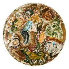 Hal Hattam, John Perceval Making Angels 1959 ceramic plate 29cm (diameter), 1959, ceramic plate