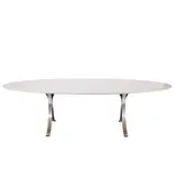 Osvaldo Borsani, 'T102' DINING TABLE FOR TECNO, Grey lacquered oval top on four brushed steel C-shaped legs. Retains manufacturer sticker to legs