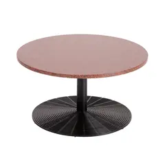 SIDE TABLE FOR TECNO by Osvaldo Borsani, Red granite circular top on cast iron base, sold Feb 2025