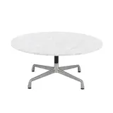 UNIVERSAL BASE COFFEE TABLE FOR HERMAN MILLER by Charles and Ray Eames, Round Carrara marble top on a cast aluminium four point base. Purchased from Featherston Interiors, sold Jul 2024