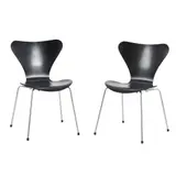Arne Jacobsen, A PAIR OF MODEL 3107 CHAIRS FOR FRITZ HANSEN, Black lacquered and moulded stacked veneer on chromed metal legs
