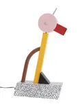 TAHITI LAMP FOR MEMPHIS MILANO by Ettore Sottsass, Enamelled metal, wood and laminate. Adjustable head. Comes with certificate of authenticity, sold Nov 2023