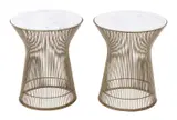Warren Platner, PAIR OF SIDE TABLES FOR KNOLL, Curved steel rods welded to circular steel frames. Carrara marble tops